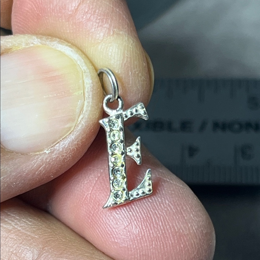 Initial E Pendant Sterling Silver Rhinestone Acce… - image 4